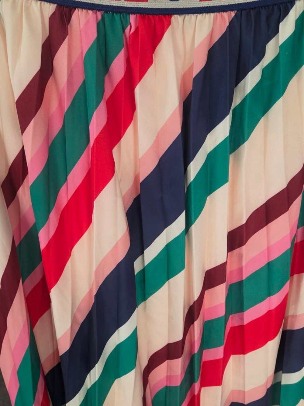 Disney Minnie Majorette Pleated Midi Skirt Multicolor Stripes Size M - Picture 2 of 9